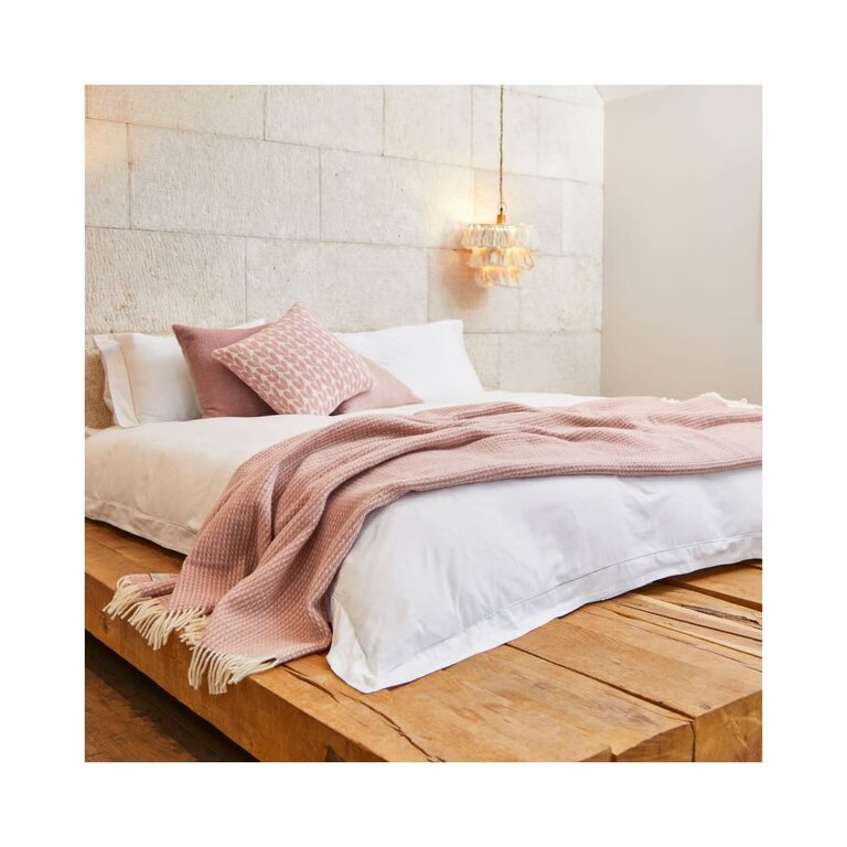 Tweedmill Tweedmill UK Virgin Wool Throw Waffle Dusty Pink XL 140x240cm