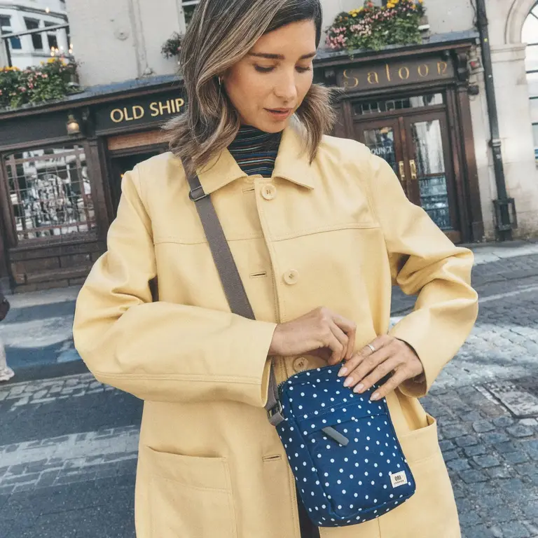 Ori London Ori London Bond Pocket Crossbody - Navy Polkadot