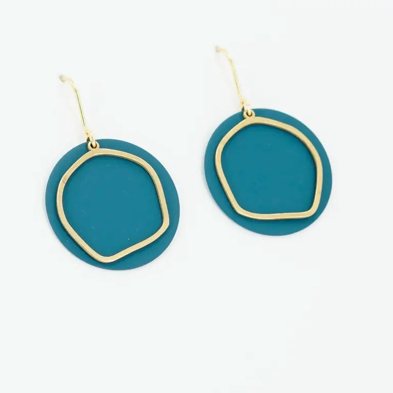 Copper Bee Copper Bee Brass Hexagon Colour Earrings