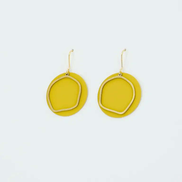 Copper Bee Copper Bee Brass Hexagon Colour Earrings