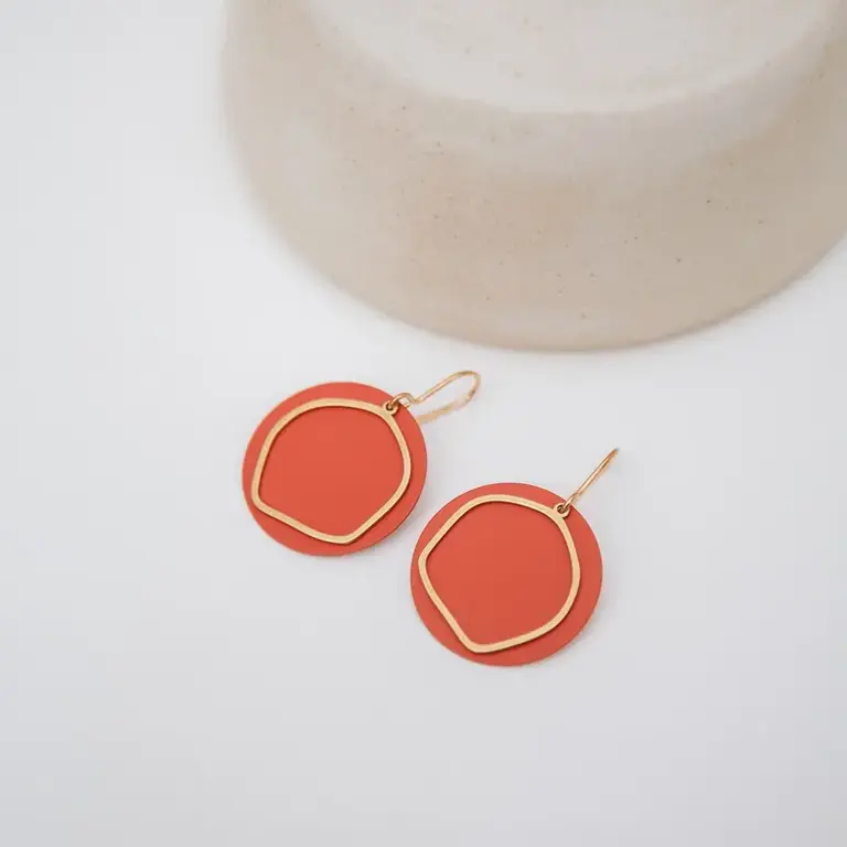 Copper Bee Copper Bee Brass Hexagon Colour Earrings