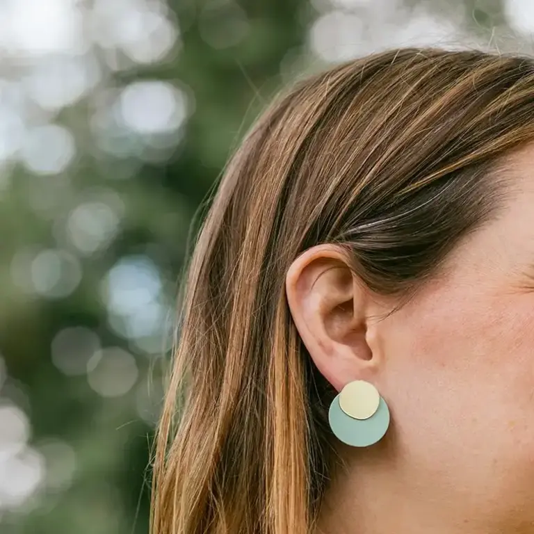 Copper Bee Copper Bee Overlay Large Two-in-One Studs - Mint Circle