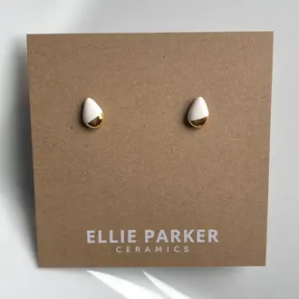 Ellie Parker Ellie Parker Ceramic Teardrop Studs White/Gold