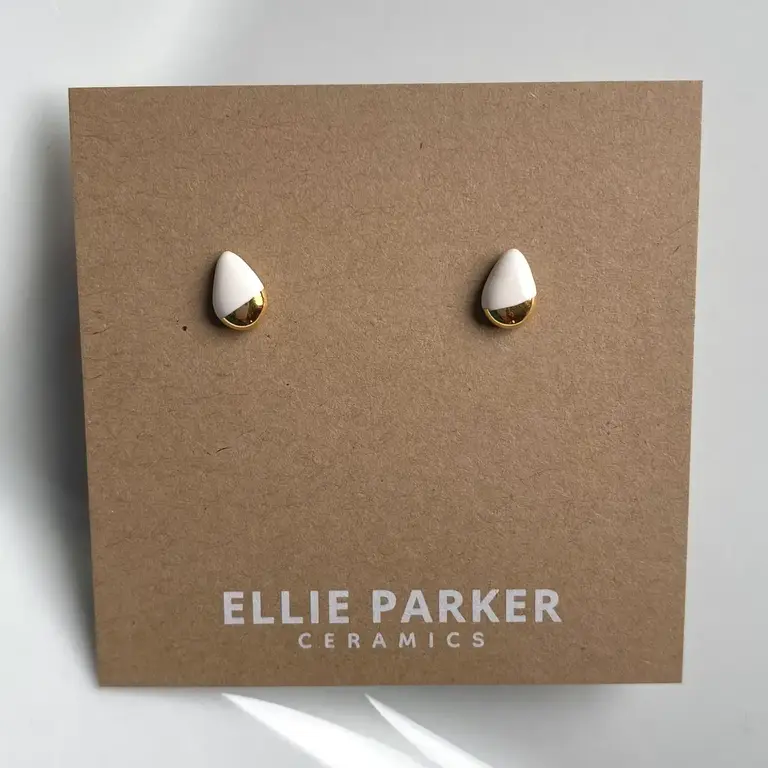Ellie Parker Ellie Parker Ceramic Teardrop Studs White/Gold