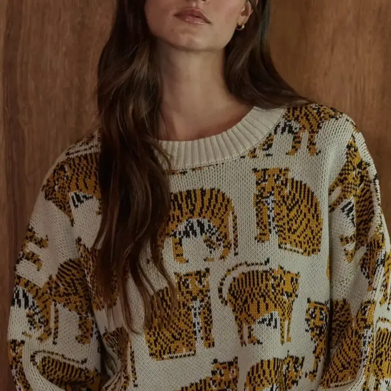 Together Together Cotton Blend Knit Sweater Tiger