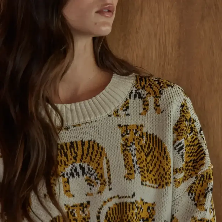 Together Together Cotton Blend Knit Sweater Tiger