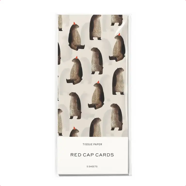 Red Cap Cards Red Cap Tissue Paper Pack (5 sheets) Party Bear