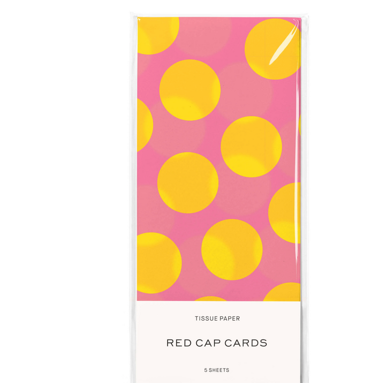 Red Cap Cards Red Cap Tissue Paper Pack (5 sheets)  Pink and Yellow Dots