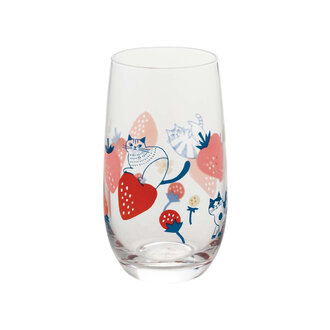 Fika Japan Fika Tall Glass Tumbler Strawberry Cat