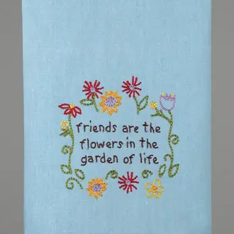 PK Handcraft Embroidered  Linen Cotton Kitchen Towel Friends Are Flowers