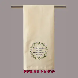 PK Handcraft Embroidered  Linen Cotton Kitchen Towel Not Arguing