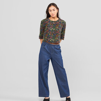 Poplin & Co. Poplin & Co 3/4 Sleeve Blouse Snakes and Flowers
