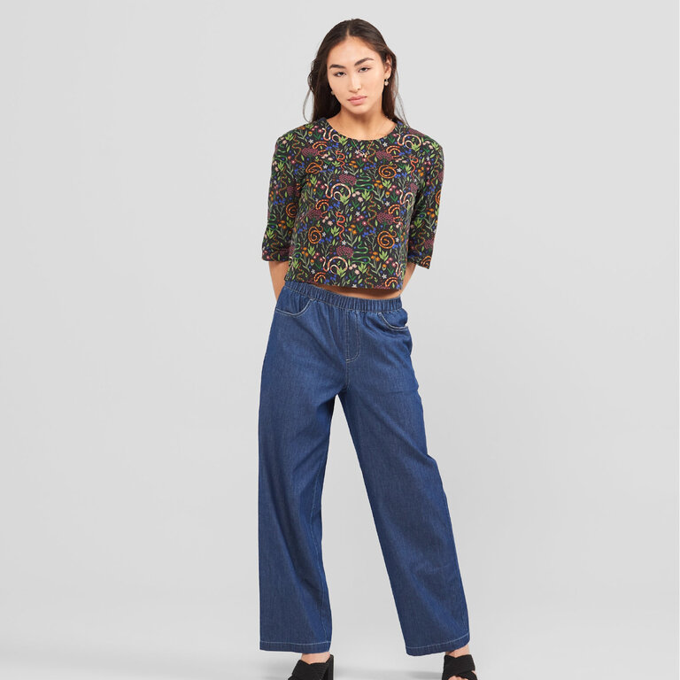 Poplin & Co. Poplin & Co 3/4 Sleeve Blouse Snakes and Flowers