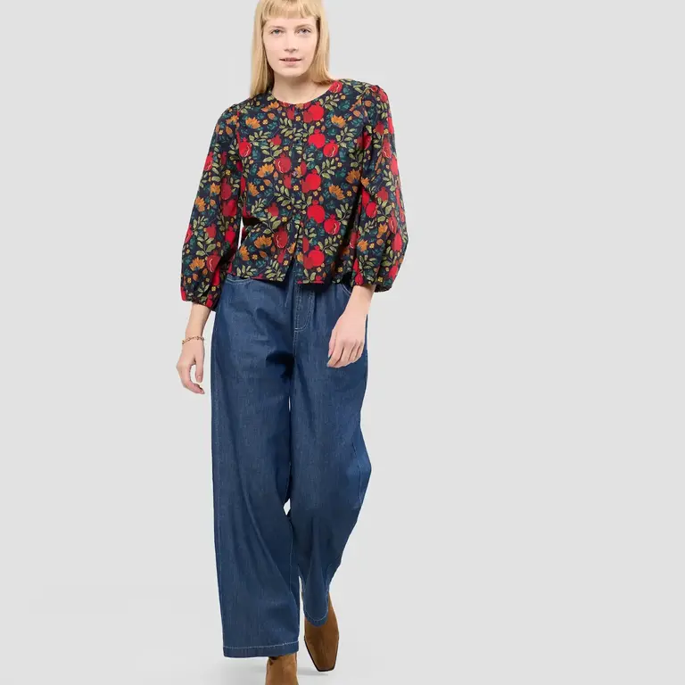 Poplin & Co. Poplin & Co Puff Sleeve Blouse Pomegranate