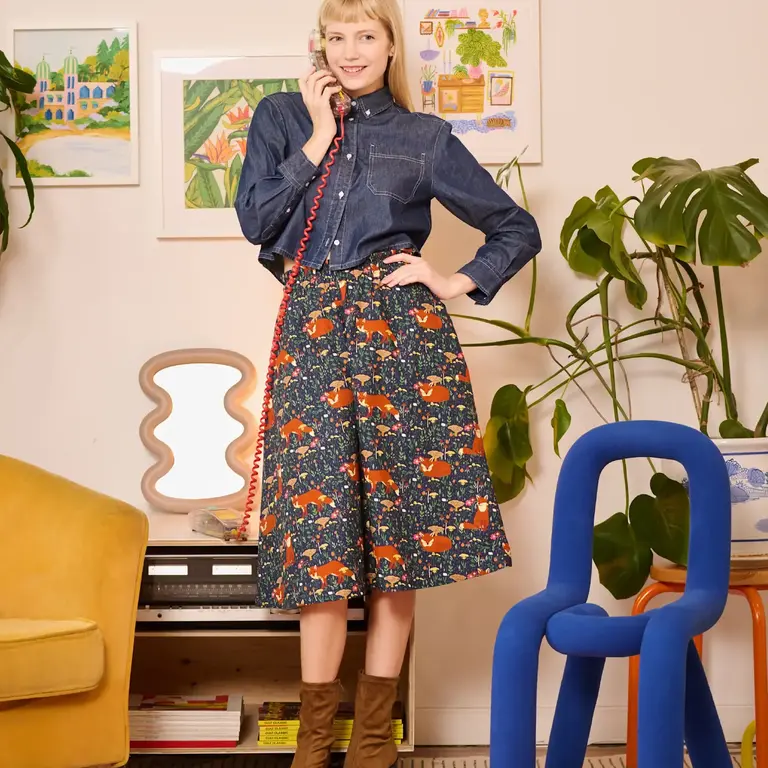 Poplin & Co. Poplin & Co Midi Pocket Skirt Forest Fox