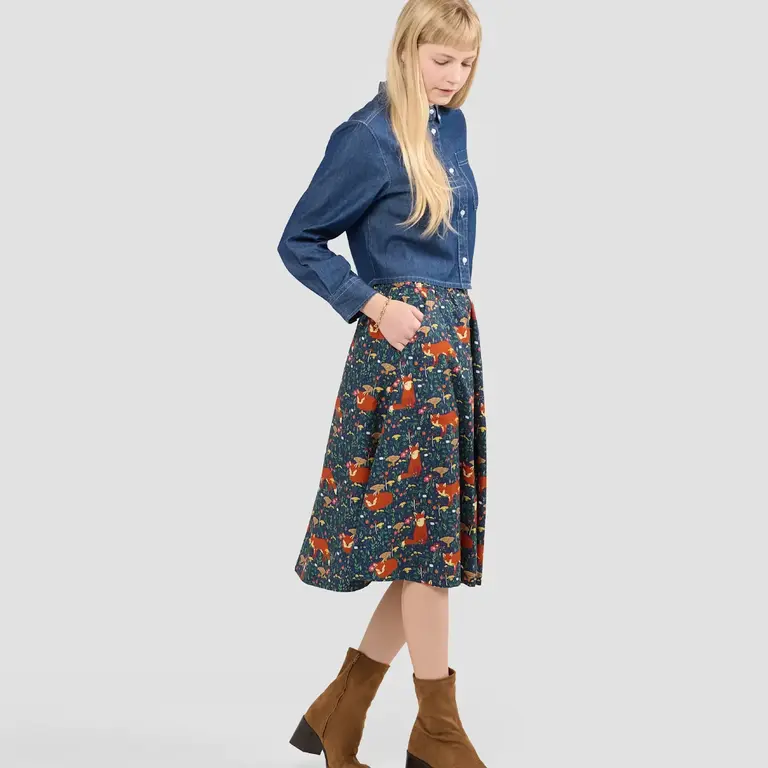 Poplin & Co. Poplin & Co Midi Pocket Skirt Forest Fox