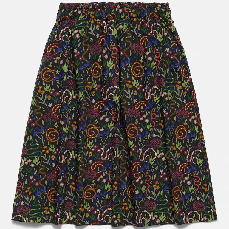 Poplin & Co. Poplin & Co Midi Pocket Skirt Snakes and Flowers