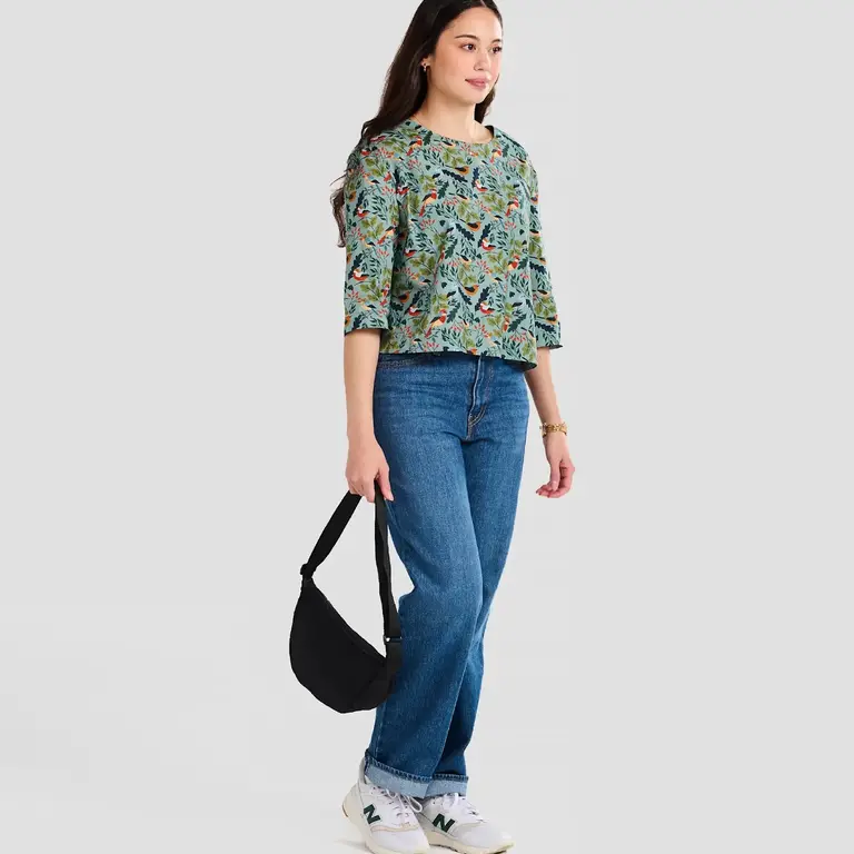 Poplin & Co. Poplin & Co 3/4 Sleeve Pullover Blouse Bird Watching