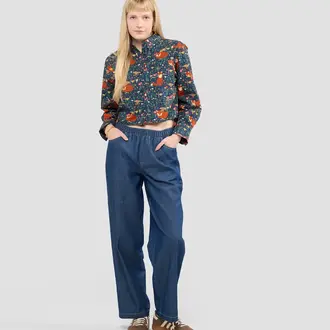 Poplin & Co. Poplin & Co Cropped Button Down Forest Fox