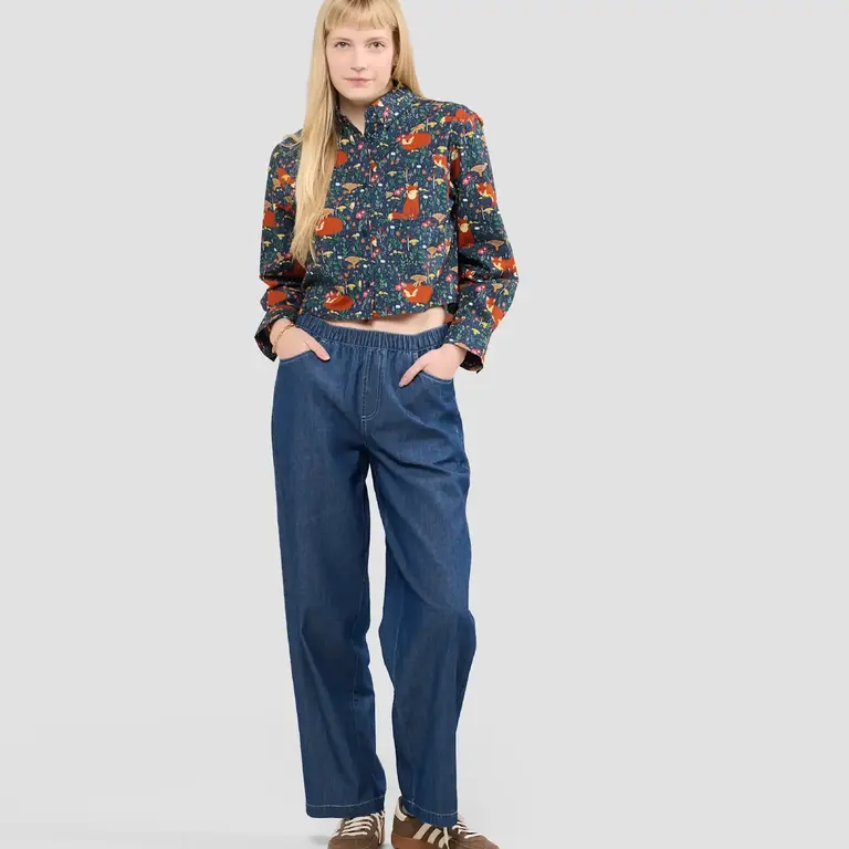 Poplin & Co. Poplin & Co Cropped Button Down Forest Fox