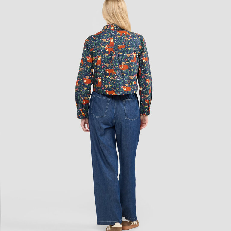 Poplin & Co. Poplin & Co Cropped Button Down Forest Fox