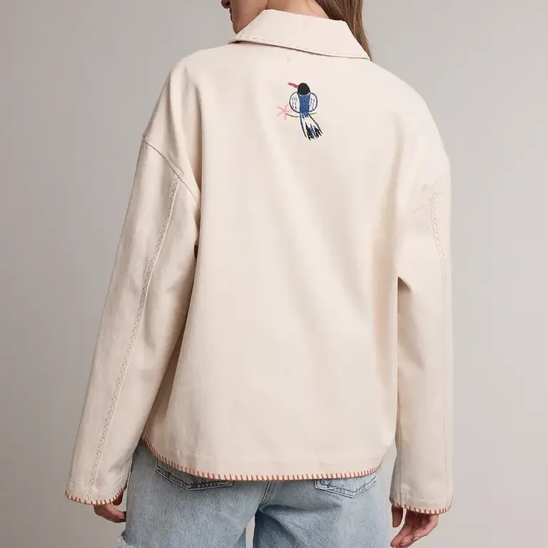 Raison Raison Cotton Utility Jacket Embroidered Birds