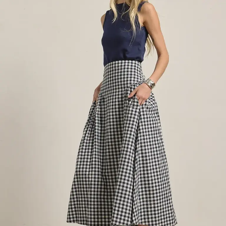 Raison Raison Gingham Cotton Midi Skirt