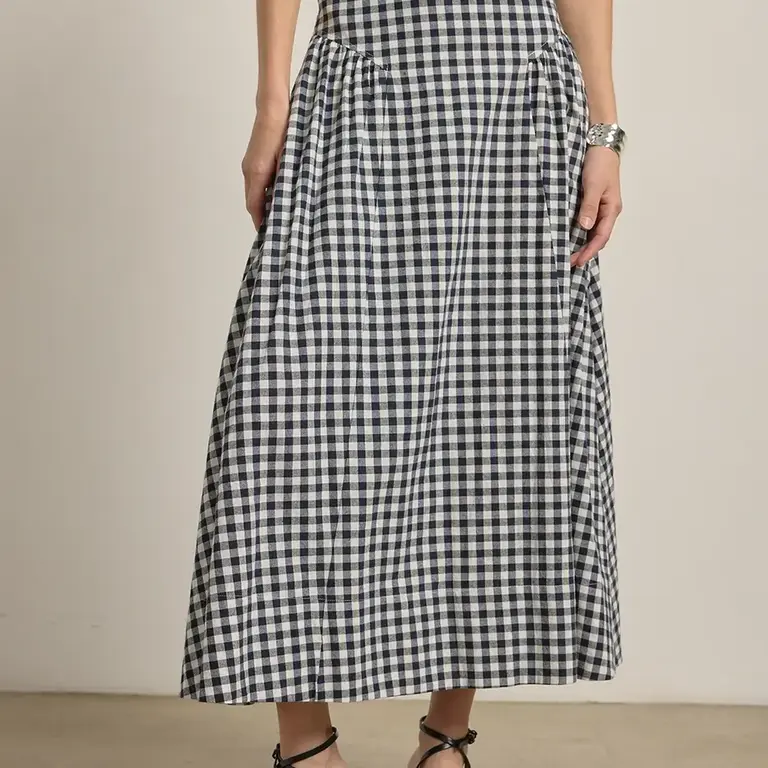 Raison Raison Gingham Cotton Midi Skirt