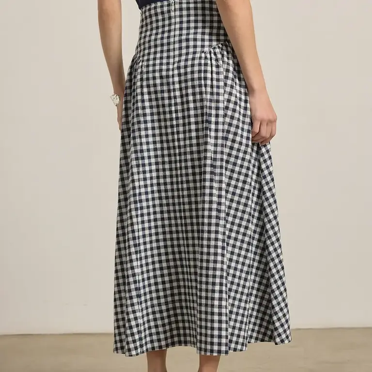 Raison Raison Gingham Cotton Midi Skirt