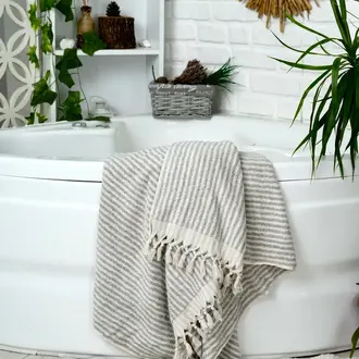 Kalkedon Kalkedon Turkish Cotton Bath Towel Grey Stripes