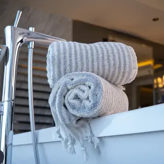Kalkedon Kalkedon Turkish Cotton Hand Towel Grey Stripes