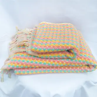 Kalkedon Kalkedon Turkish Cotton Pom Pom Hand Towel Pink & Yellow