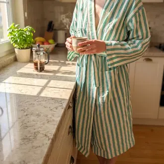 Kalkedon Kalkedon Turkish Cotton Striped Robe