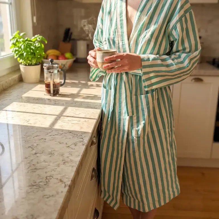 Kalkedon Kalkedon Turkish Cotton Striped Robe