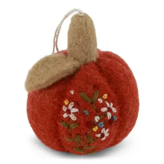 EGS EGS Fair Trade Ornament Rusty Red Pumpkin Embroidered