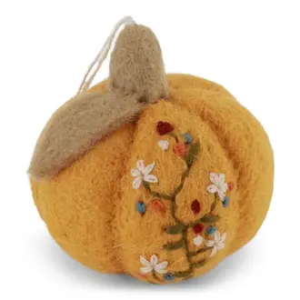 EGS EGS Fair Trade Ornament Yellow Pumpkin Embroidered