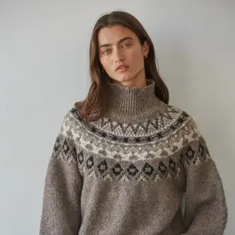 Together Together Fair Isle Mock Neck Sweater Mocha