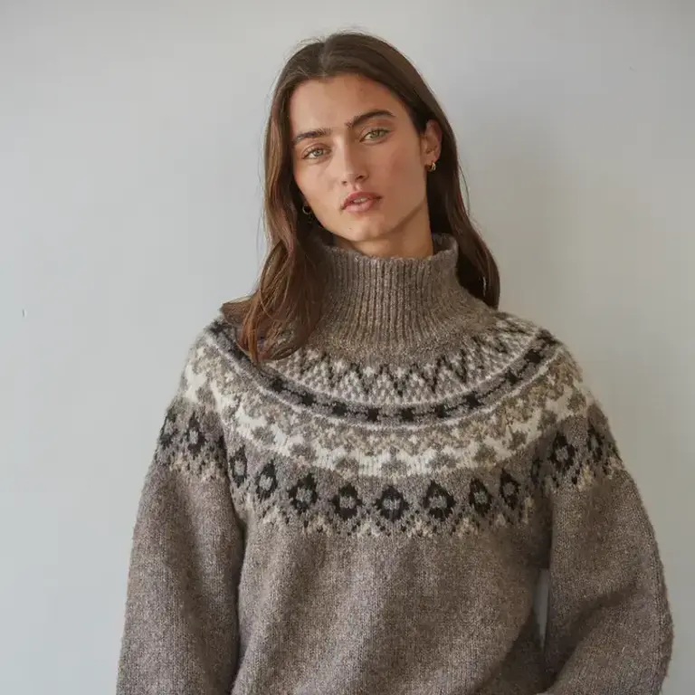 Together Together Fair Isle Mock Neck Sweater Mocha
