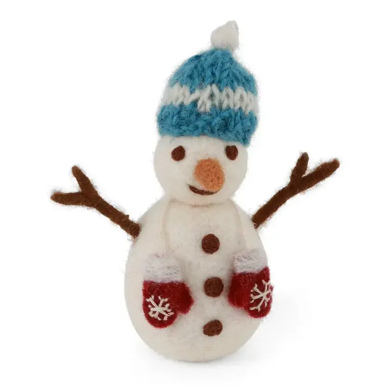 EGS EGS Fair Trade Ornament Snowman w Mittens Blue Hat