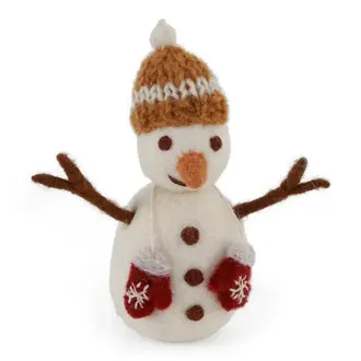 EGS EGS Fair Trade Ornament Snowman w Mittens Ochre Hat