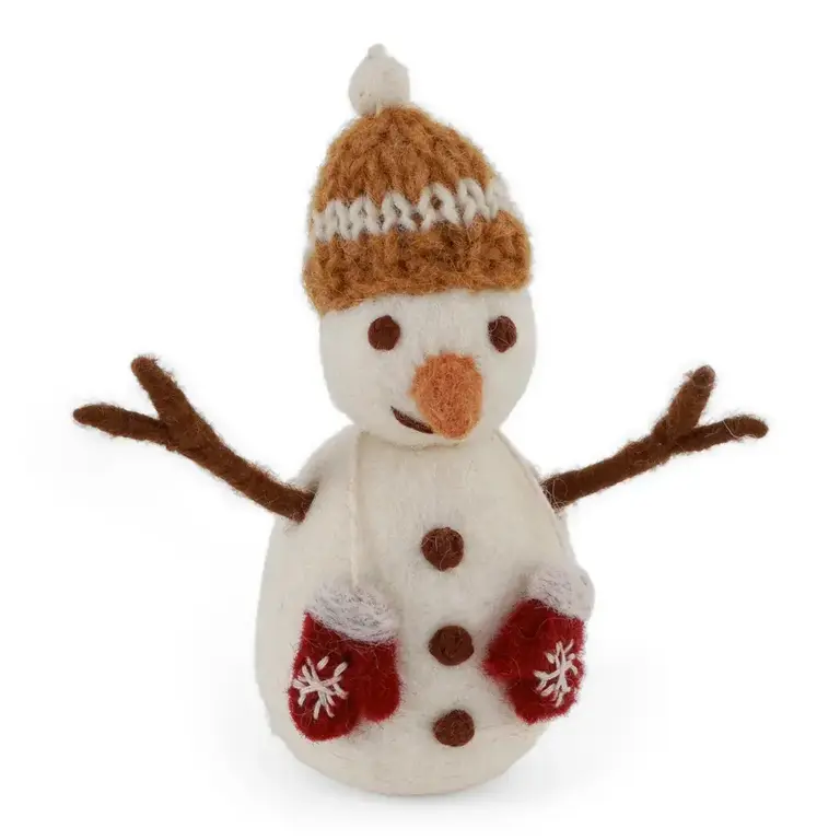 EGS EGS Fair Trade Ornament Snowman w Mittens Ochre Hat