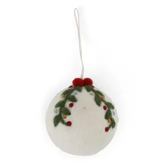 EGS EGS Fair Trade Felt Bauble White w Garland