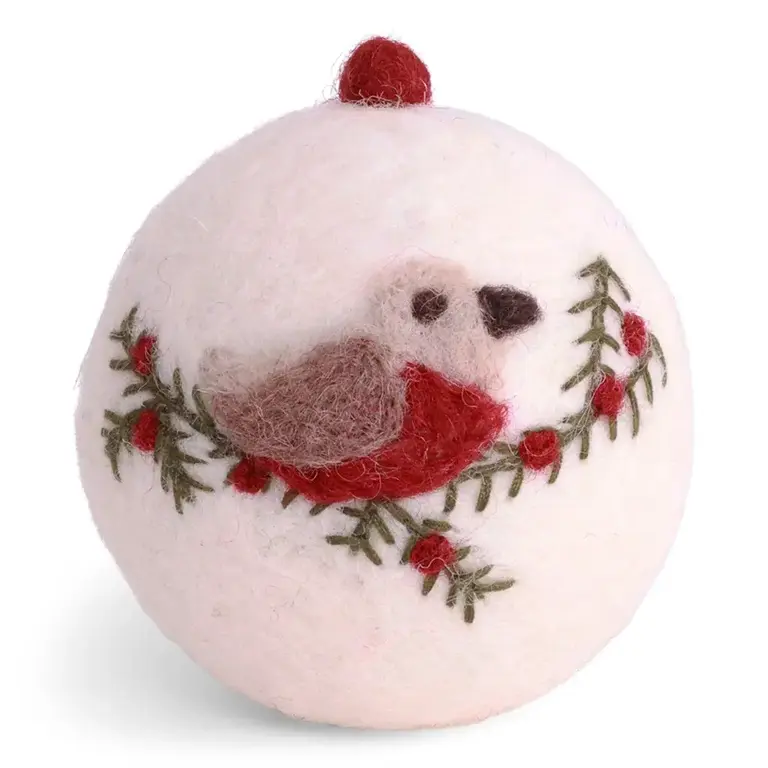 EGS EGS Fair Trade Felt Bauble White w Bird