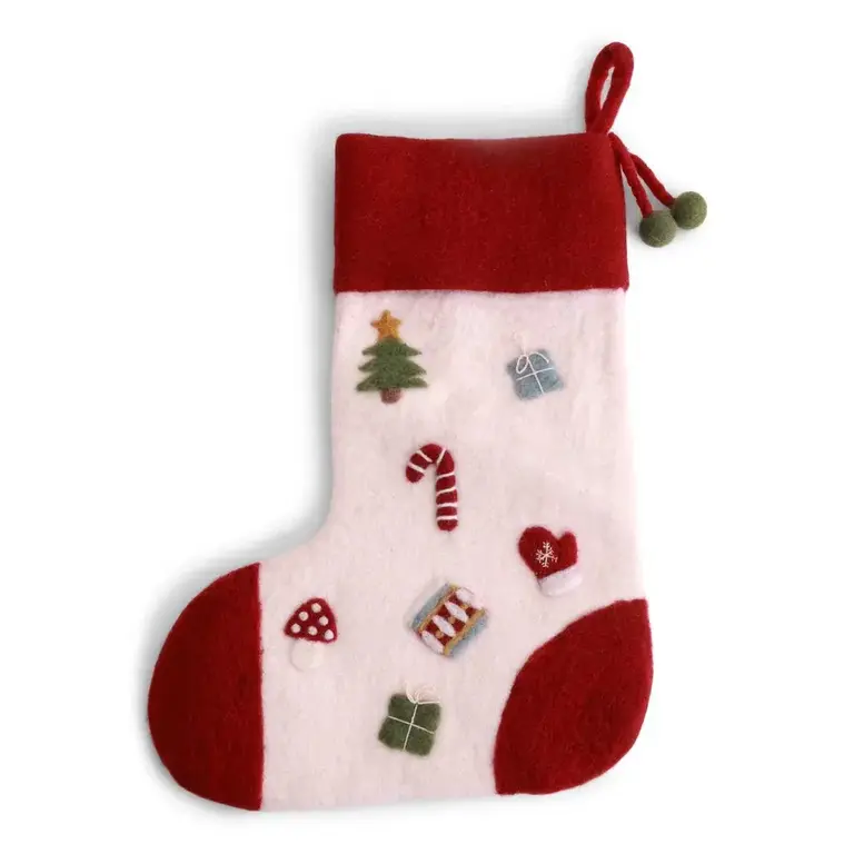 EGS EGS  Fair Trade Felt Stocking w Holiday Motifs