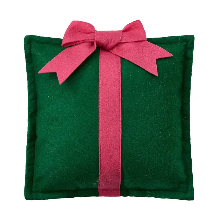 PK Handcraft Felt Green Present Cushion 10"
