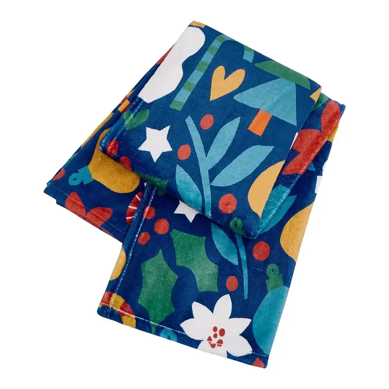 PK Handcraft Holiday Icons Printed Plush Throw Blanket 50x70"