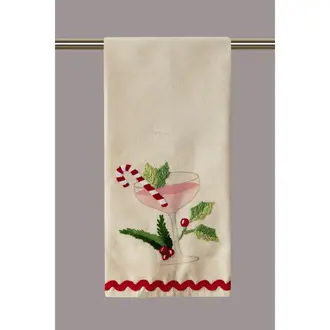 PK Handcraft Embroidered  Cotton Kitchen Towel Holiday Martini