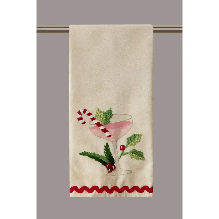 PK Handcraft Embroidered  Cotton Kitchen Towel Holiday Martini