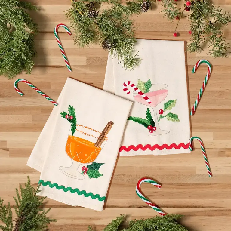 PK Handcraft Embroidered  Cotton Kitchen Towel Holiday Cider