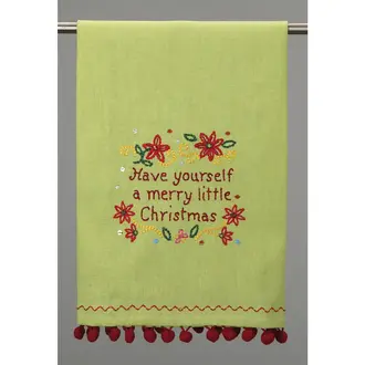 PK Handcraft Embroidered  Cotton Kitchen Towel Merry Little Christmas